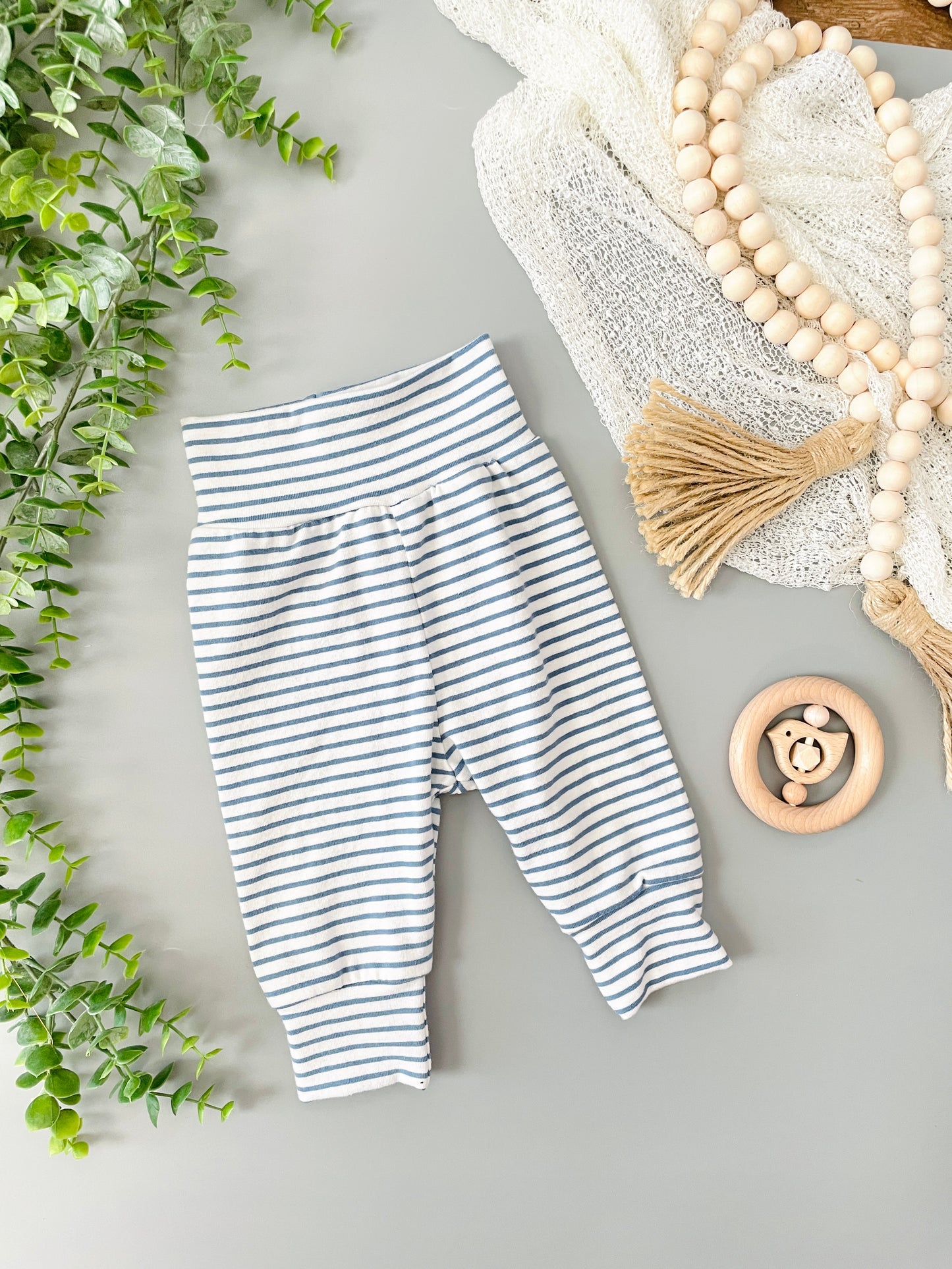 Blue and White Stripes Baby Pants or Set