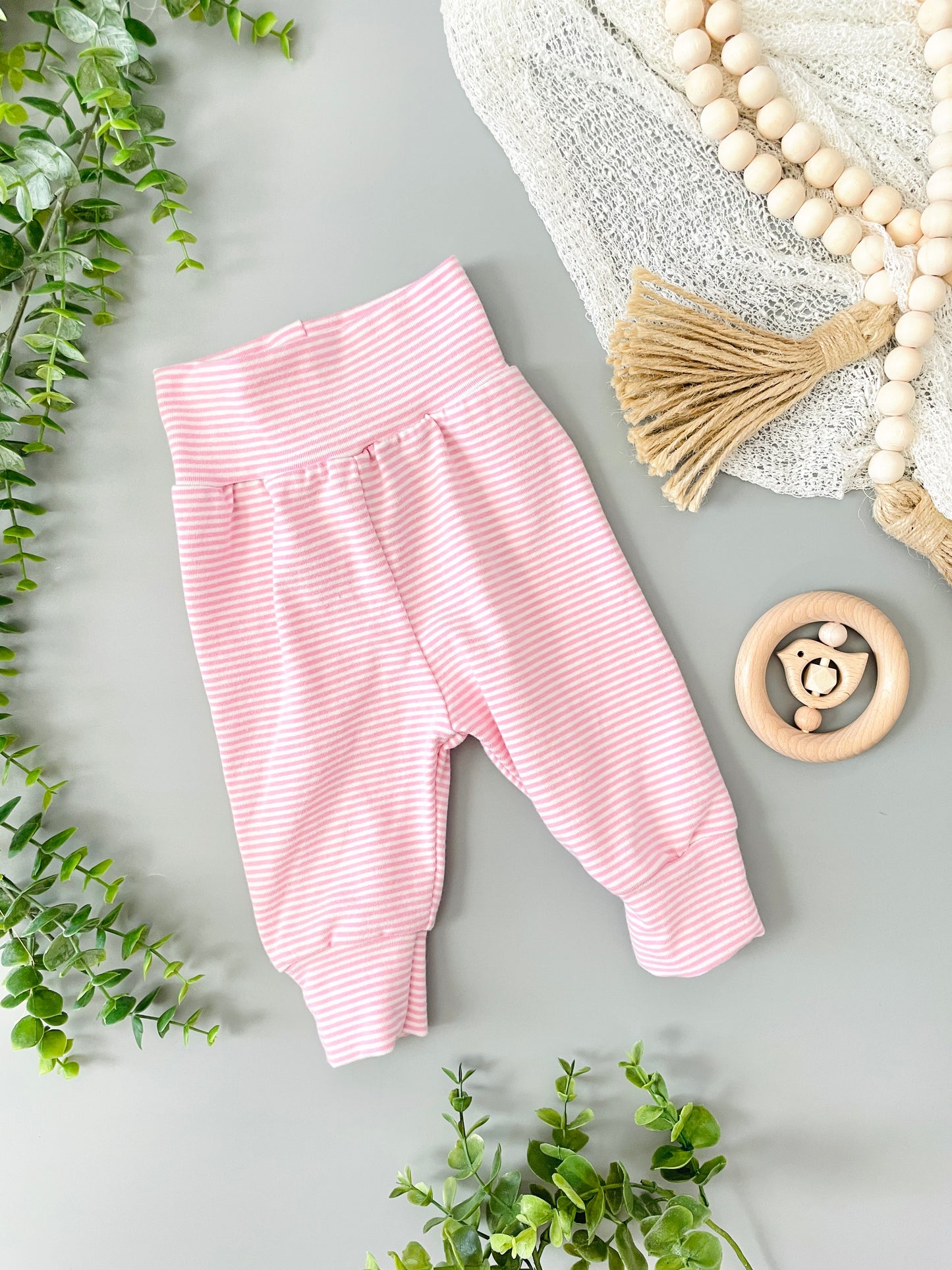 Pink and White Stripes Baby Pants or Set